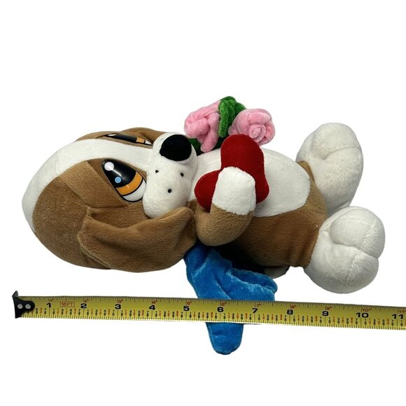 Nanco Sad Sam Dog Plush Blue Angel Wings Flowers Valentine Heart Sad Eyes 10 In - Picture 12 of 12